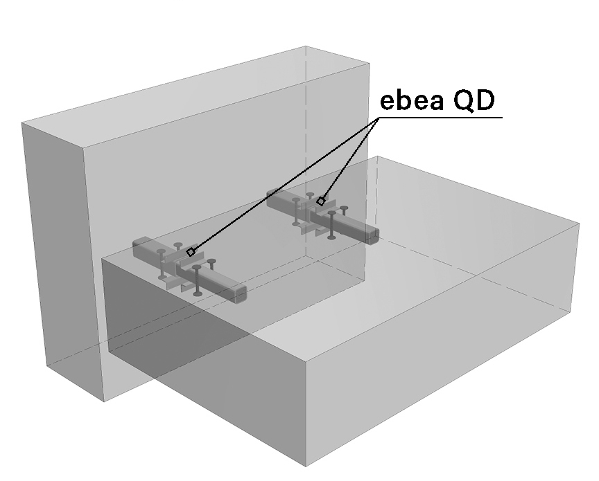 ebea QD Querkraftdorne: Anwendungsbeispiel Wand-Decke